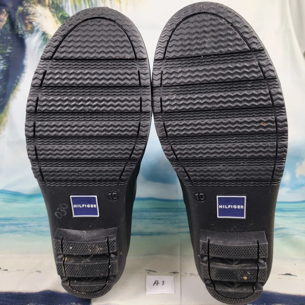 Tommy Hilfiger Rain Boots  Navy Blue Lace Up Rubber Womens 10
